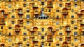 artistic collage of exterior detail with many windows and balconies