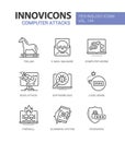 Computer attacks - colorful line design style icons