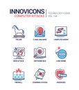 Computer attacks - colorful line design style icons