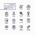 Computer attacks - colorful line design style icons
