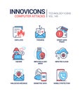 Computer attacks - colorful line design style icons