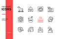 Computer attacks - line design style icons set