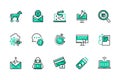 Computer attacks - set of line design style icons Royalty Free Stock Photo
