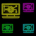 computer automation neon color set icon. Simple thin line, outline vector of automation icons for ui and ux, website or mobile Royalty Free Stock Photo