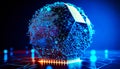 Computer ball with network of dots around it. Generative AI Royalty Free Stock Photo