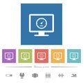 Computer benchmark flat white icons in square backgrounds Royalty Free Stock Photo