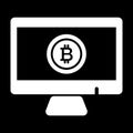 Monitor, bitcoin solid icon. vector illustration isolated on black. glyph style design, designed for web and app. Eps 10 Royalty Free Stock Photo