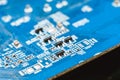 Computer board chip circuit cpu core blue technology Royalty Free Stock Photo