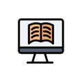 Computer, Book, OnTechnology Flat Color Icon. Vector icon banner Template