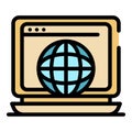 Computer browser icon color outline vector Royalty Free Stock Photo