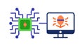 Computer bug and cybersecurity threat detection, digital error vector, vector design Generative AI Royalty Free Stock Photo