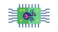 Computer Bug on a Microchip Icon for Software and Hardware Errors, vector design Generative AI Royalty Free Stock Photo