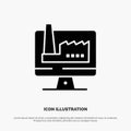 Computer, Building, Monitor, Factory Solid Black Glyph Icon Royalty Free Stock Photo