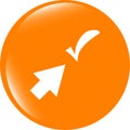 Computer button with arrow and check mark, web icon isolated on white Royalty Free Stock Photo
