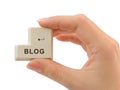 Computer button Blog in hand Royalty Free Stock Photo