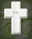 Computer button - Christian cross - Enter