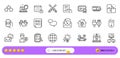 Computer cables, Bus tour and Start business line icons for web app. Pictogram icon. Line icons. Vector