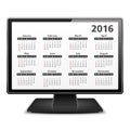 Computer with 2016 Calendar