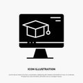 Computer, Cap, Education, Graduation solid Glyph Icon vector