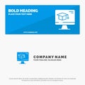 Computer, Cap, Education, Graduation SOlid Icon Website Banner and Business Logo Template