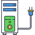 Computer case icon server tower isolated vector.