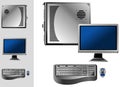 Computer with case, keyboard, mouse and monitor Royalty Free Stock Photo