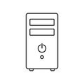 Computer case PC line icon. linear style sign. cpu tower box outline vector icon.