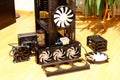 Computer case water cooling fans pump reservoir