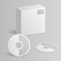 Computer CD Disc Paper Box 3d mockup template vector illustration