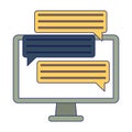 Computer chat bubbles symbol blue lines Royalty Free Stock Photo