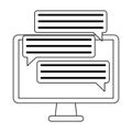 Computer chat bubbles symbol black and white Royalty Free Stock Photo