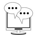 Computer chat symbol black and white Royalty Free Stock Photo