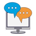 Computer chat symbol blue lines Royalty Free Stock Photo