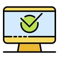 Computer check note icon color outline vector Royalty Free Stock Photo