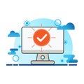 Computer with checmark icon. job done illustration. Flat vector icon. can use for, icon design element,ui, web, mobile app
