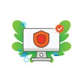 Computer with checmark icon. job done illustration. Flat vector icon. can use for, icon design element,ui, web, mobile app