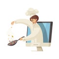 Computer Chef Cooking Composition Royalty Free Stock Photo