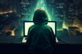 Computer child man blogger. Generate Ai