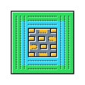 computer chip ai integration color icon vector illustration Royalty Free Stock Photo