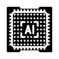 computer chip ai integration glyph icon vector illustration Royalty Free Stock Photo