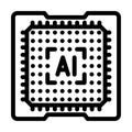 computer chip ai integration line icon vector illustration