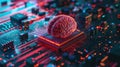 A computer chip with a brain on it Royalty Free Stock Photo