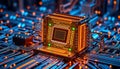 Computer chip close-up, technology and innovation, Stock Photo, Generative AI Royalty Free Stock Photo