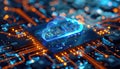 A computer chip with a cloud on it by AI generated image Royalty Free Stock Photo