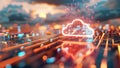 A computer chip with a cloud on it by AI generated image Royalty Free Stock Photo