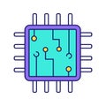 Computer chip color icon Royalty Free Stock Photo