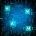 Computer chip Electronic circuit board with AI vector for technology and finance concept and education for future Royalty Free Stock Photo