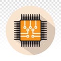 Computer chip / electronic circuit board flat colours icon for apps and websites