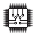 Computer chip / electronic circuit board line art icon for apps and websites Royalty Free Stock Photo