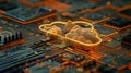 A computer chip with a glowing cloud on it Royalty Free Stock Photo
